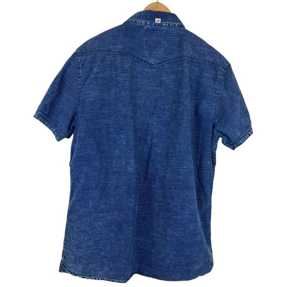 Thread & Cloth Mens Western Pearl Snap Short Sleeve Button Up Shirt Size XL Blue - Picture 4 of 4